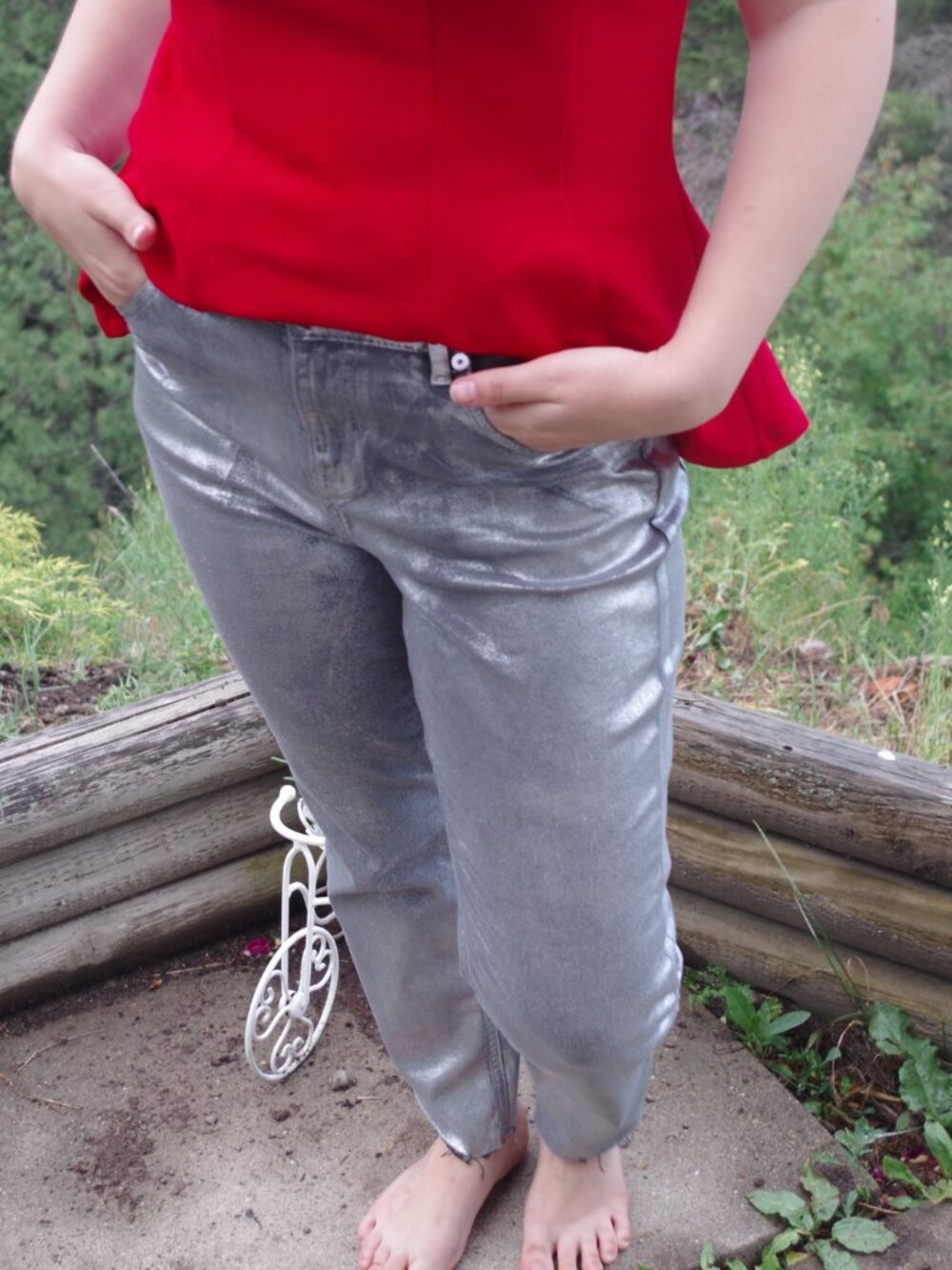 Ladies Metallic  Pants By Own Made In Turkey Stretch Jeans